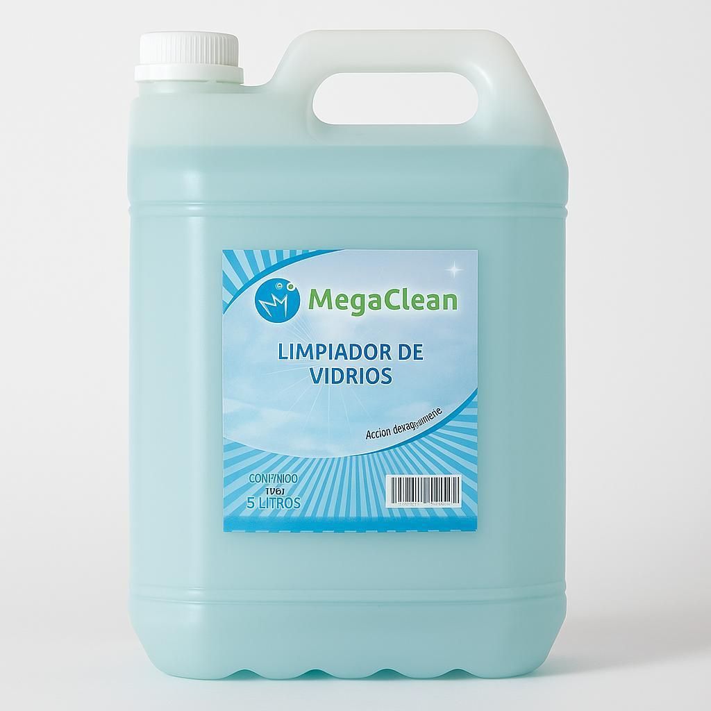 Botella azul claro de suavizante de telas MegaClean.