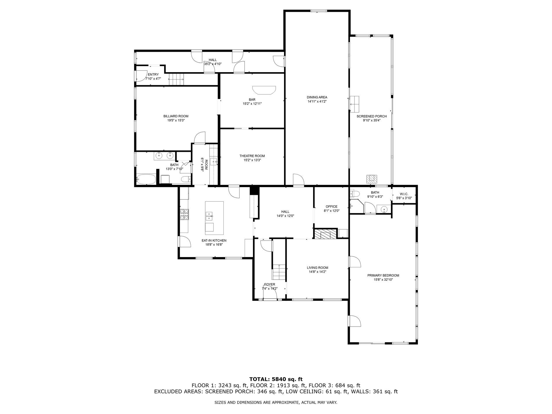 Floor plan of a house, with rooms labeled. The layout includes a kitchen, bedrooms, and a living area.