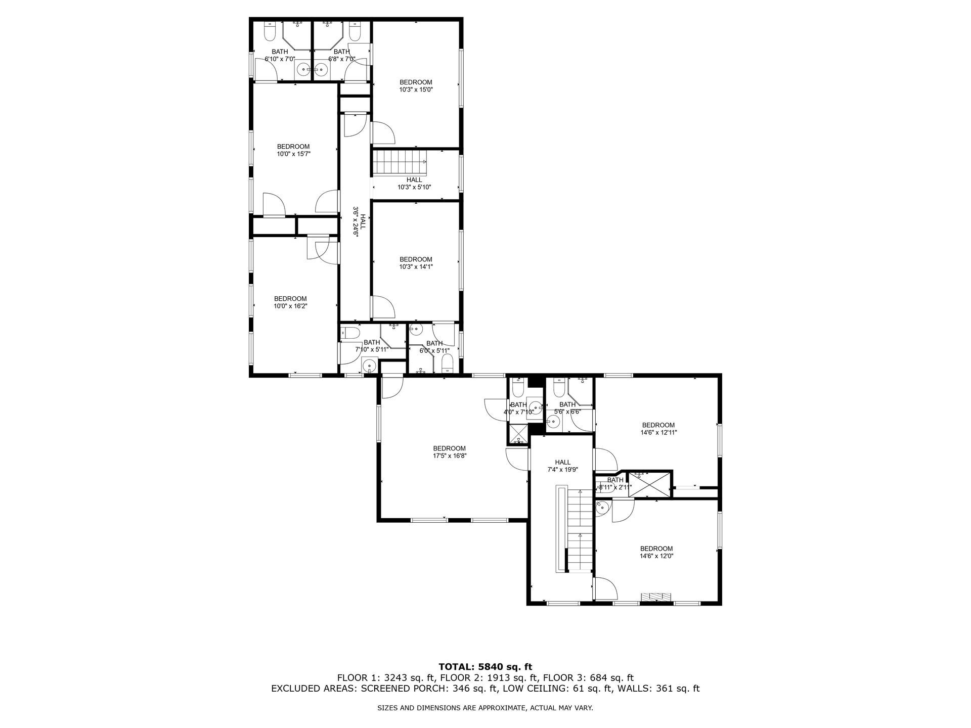 Floor plan of a house, showing rooms and layout.