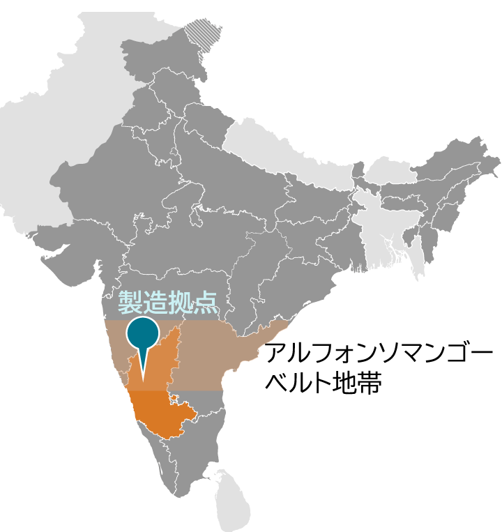 インドのアルフォンソマンゴー生産地域
