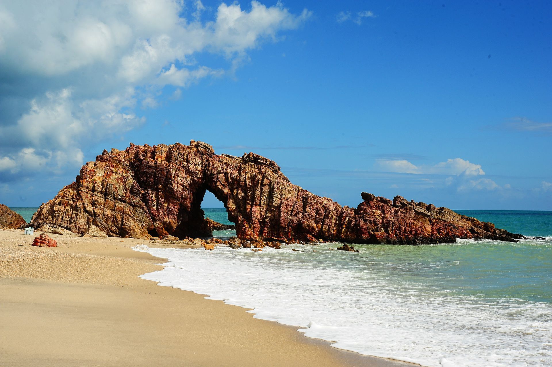 Um grupo de pessoas está deitado em redes na água em uma praia.