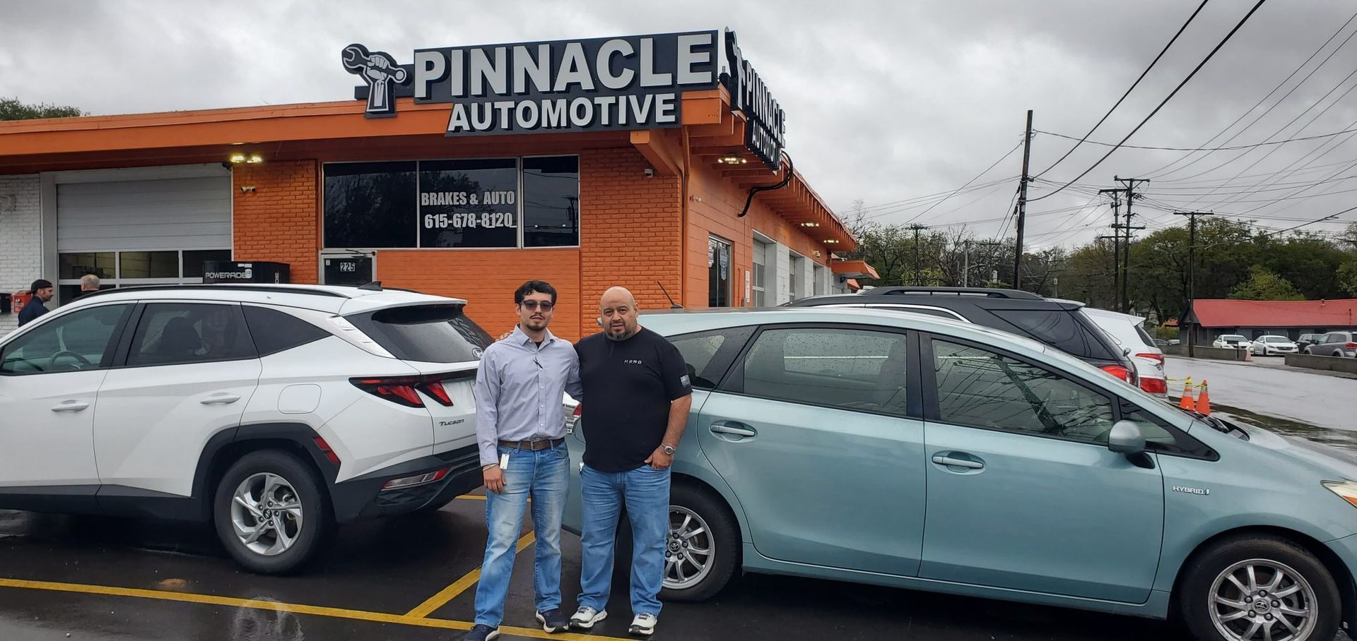 Matthew and Richard in front of our shop in Madison, TN | Pinnacle Automotive