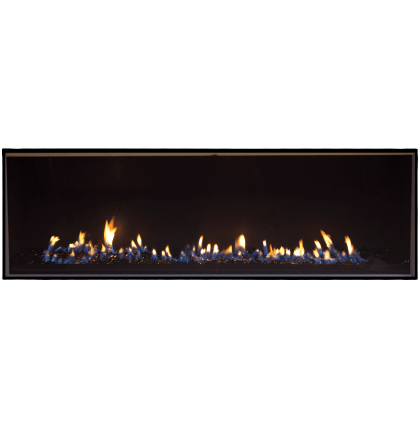 High-Efficiency Gas Fireplace Lit