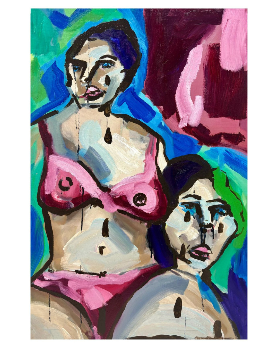 Hannah and Mel on Hannah’s new job: ‘Suffering in a hell of my own making”. 
Oil on Canvas
2026