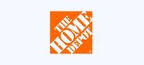 The home depot logo is orange and white on a white background.