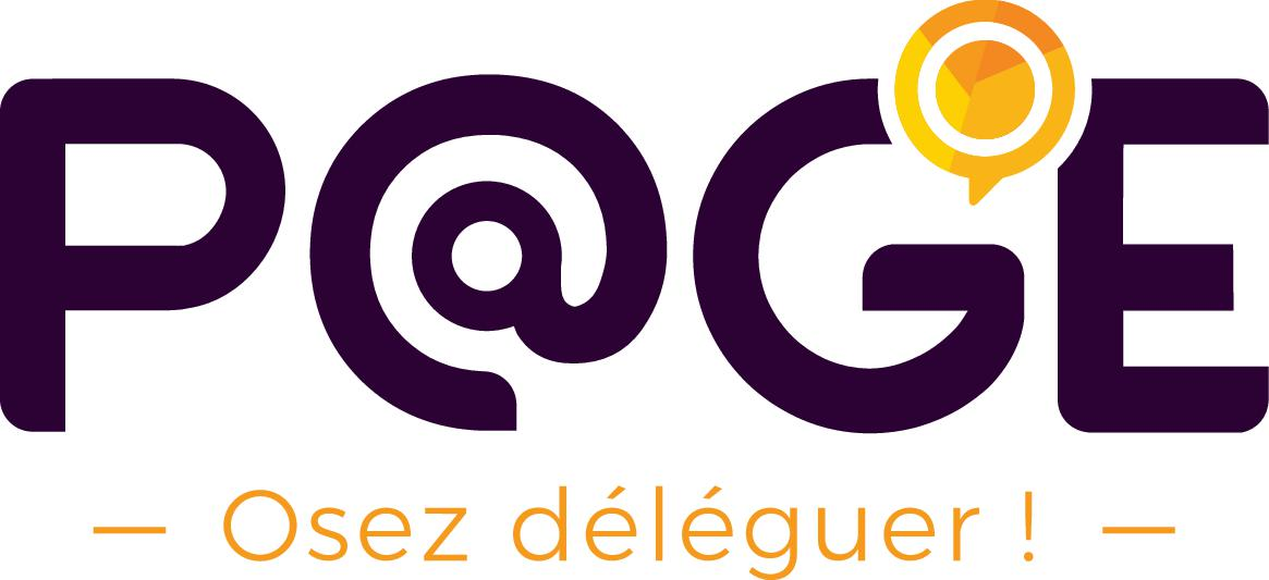 P@GE logo with a speech bubble icon, and the tagline "Osez déléguer!"
