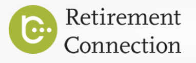 The logo for retirement connection is green and white