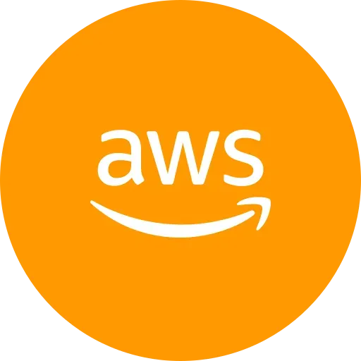 Un logo AWS orange avec un sourire dessus