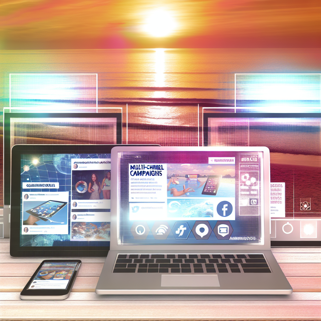 Un ordinateur portable est ouvert sur une page qui dit campagne multicanal