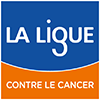 A blue and orange logo for la lique contre le cancer.