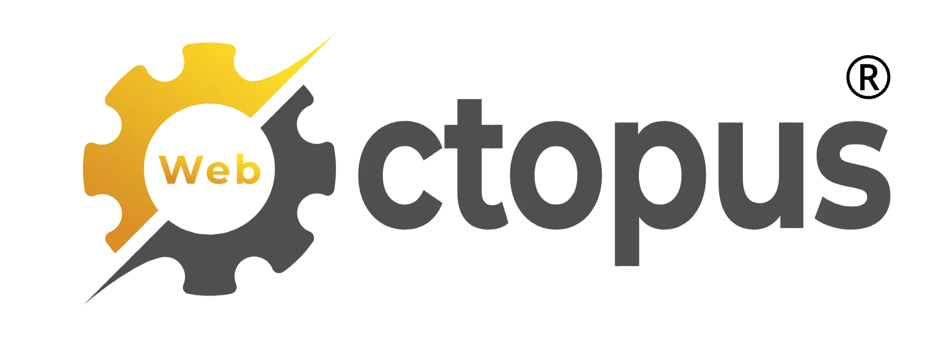 Un logo pour le site Web Octopus avec un engrenage au milieu