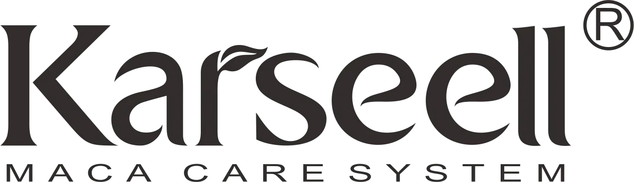 Un logo in bianco e nero per il sistema di cura della maca karseell