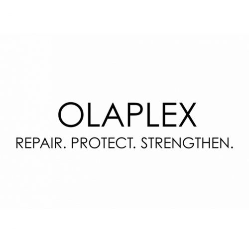 Un logo in bianco e nero per olaplex ripara, protegge, rafforza.