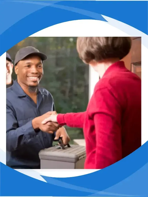 Professional Provo AC repair technician greeting satisfied customer