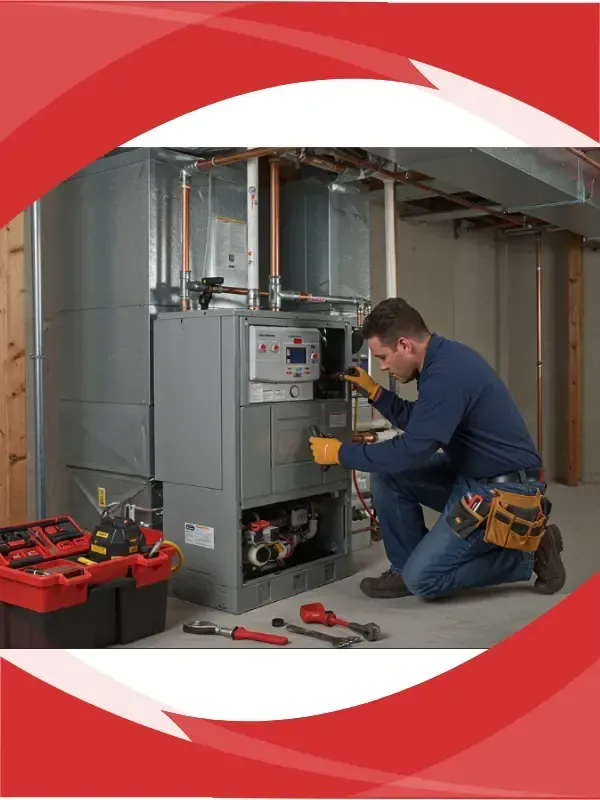 Expert HVAC technician performing precise furnace installation in Provo home