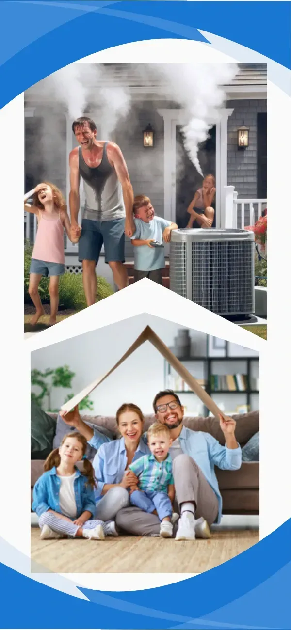 Before and after AC replacement showing improved home comfort in Provo