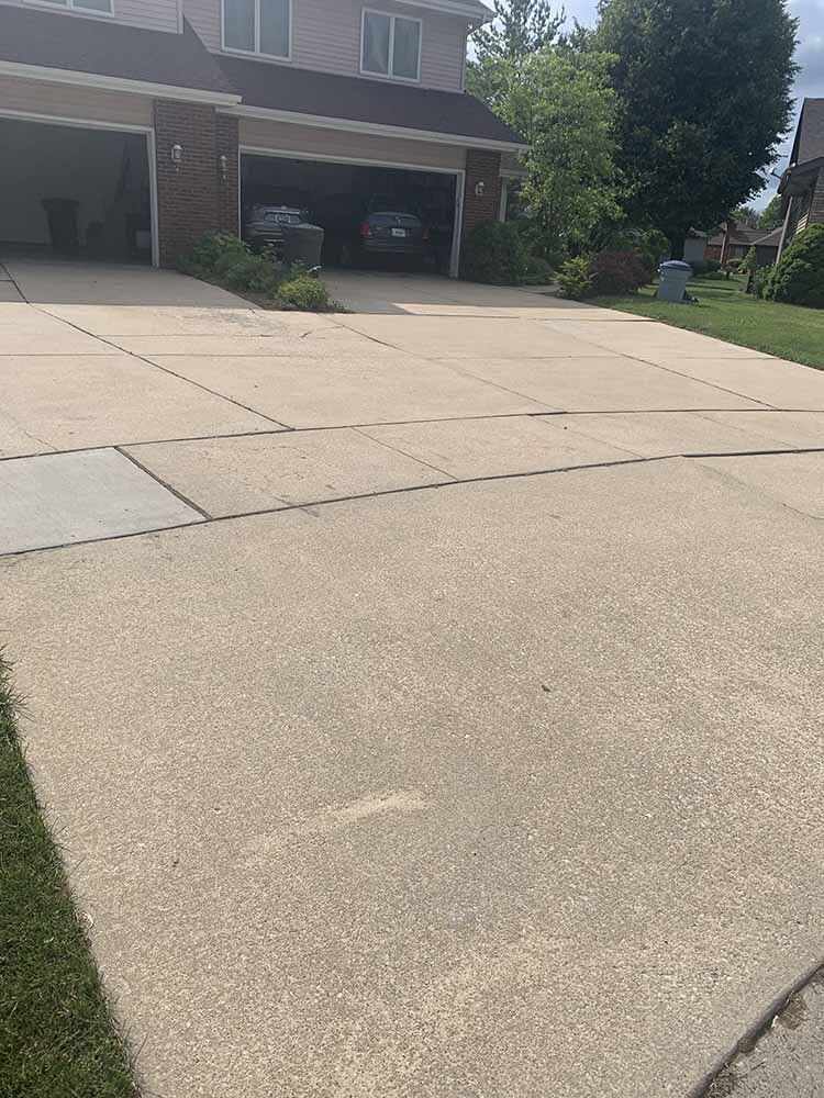 Before Pressure Washing On Driveway — Springfield, IL — Midwest Power/Soft Washing