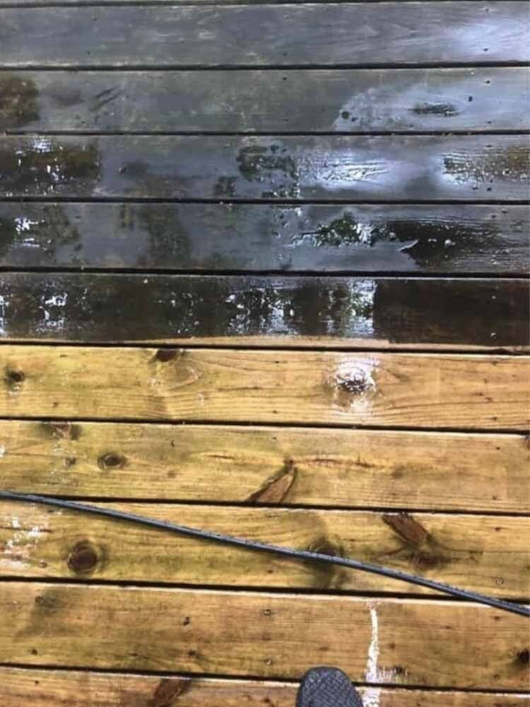 Visible Progress Of Cleaning The Deck — Springfield, IL — Midwest Power/Soft Washing
