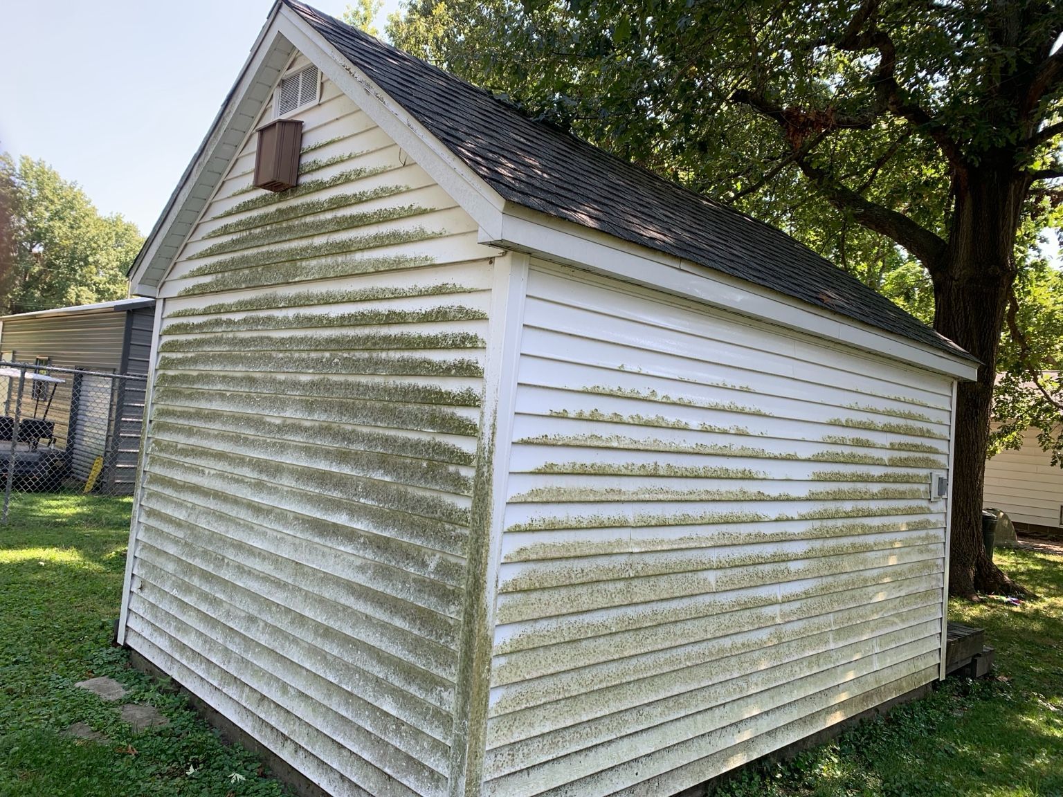 Before Cleaning the White Shed — Springfield, IL — Midwest Power/Soft Washing