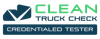 A logo for clean truck check credentialed tester