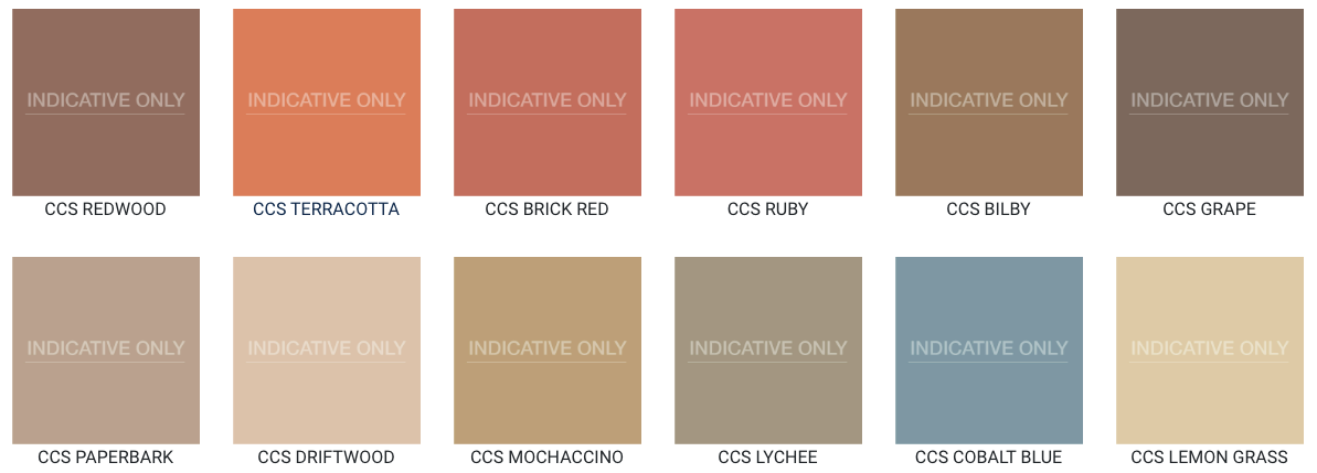 Earthy concrete colour swatches — Concrete Colour Solutions in Morisset, NSW
