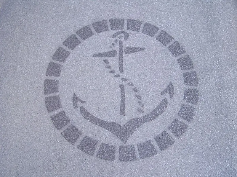 A picture of an anchor in a circle on the ground — Concrete Colour Solutions in Morisset, NSW