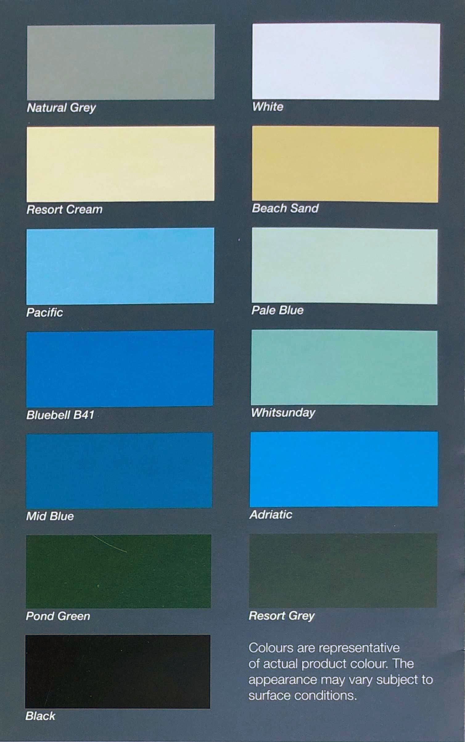 Pool Coating Colour Chart — Concrete Colour Solutions in Morisset, NSW Pool Coating Colour Chart — Concrete Colour Solutions in Morisset, NSW