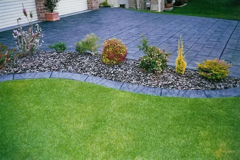 A lawn with a patio and a few plants in it — Concrete Colour Solutions in Morisset, NSW