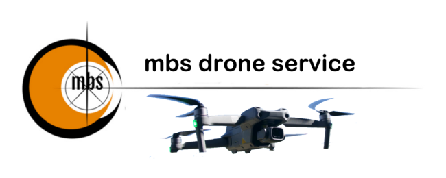 Logo for MBS drone service, featuring drone graphic with the text