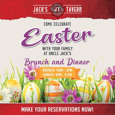 an easter brunch and dinner advertisement for jack 's tavern