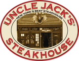 the logo for uncle jack 's steakhouse shows a picture of a steakhouse .
