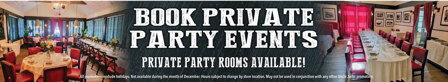 a sign that says book private party events on it