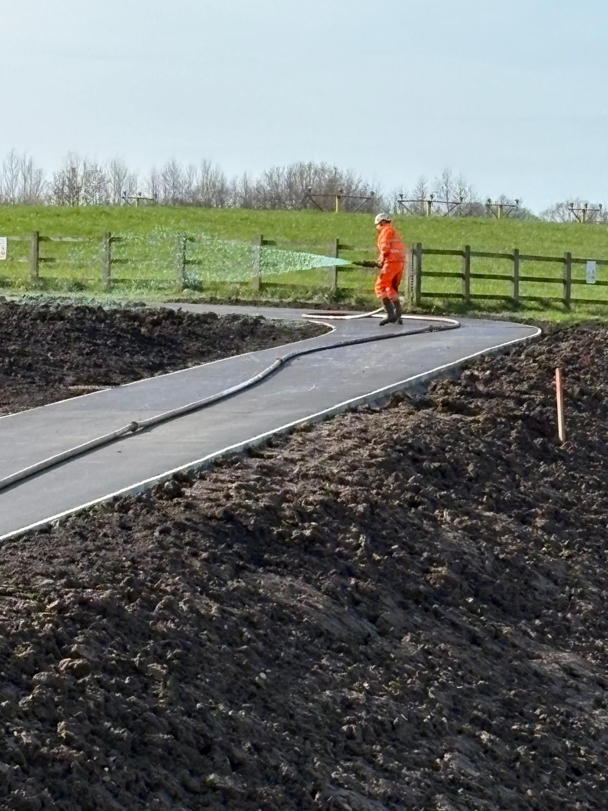A hydroseeder being towed by a Landrover Discovery at Clyde Wind Farm, Lanarkshire. Over 100 hectares of seeding completed.