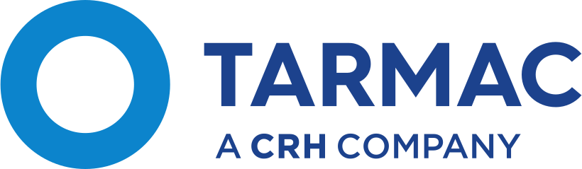 Tarmac logo with a blue circle, blue text, and the tagline