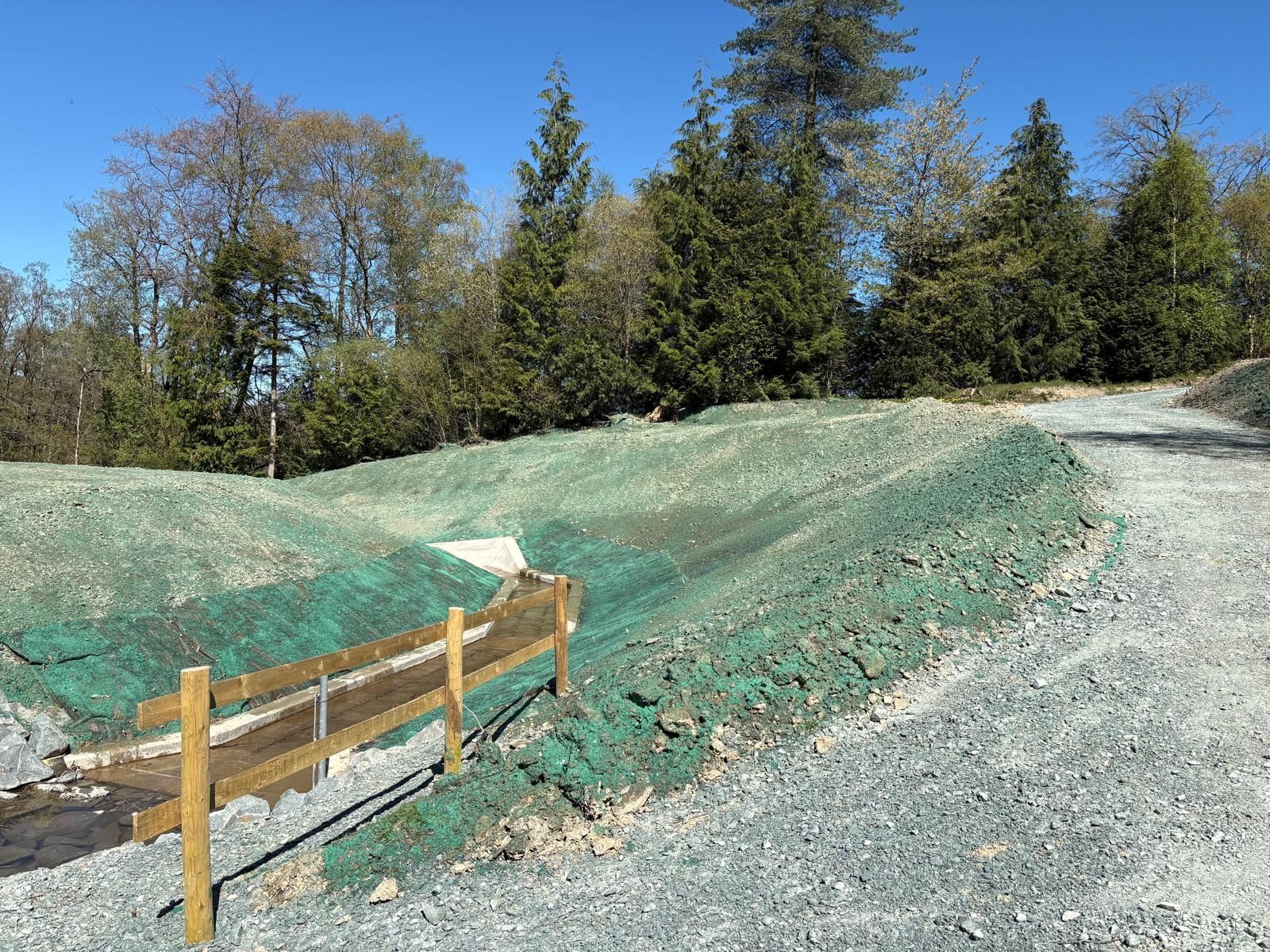 Seeding around a solar farm installation. Hydroseeding provides the perfect solution to tricky access and hard to reach areas.