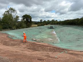 Hydroseeded rail embankment at Frodingham, Lincolnshire — steep slope vegetation for Story Rail.