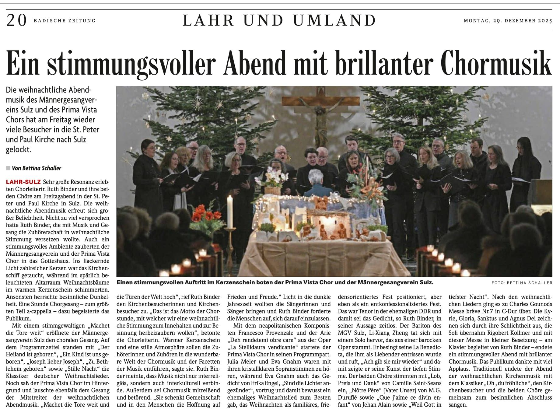 Weihnachtskonzert Sulz/Zeitung