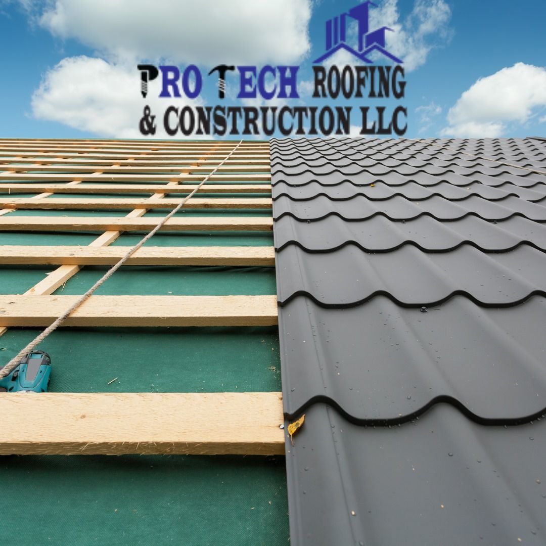A roof that is being built by pro tech roofing & construction llc