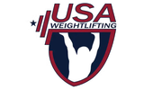 Usa weightlifting logo with a silhouette of a person lifting a barbell