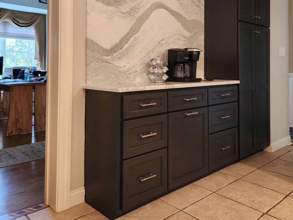 Kitchen cabinet painting in Central PA | New Countertop and Backsplash