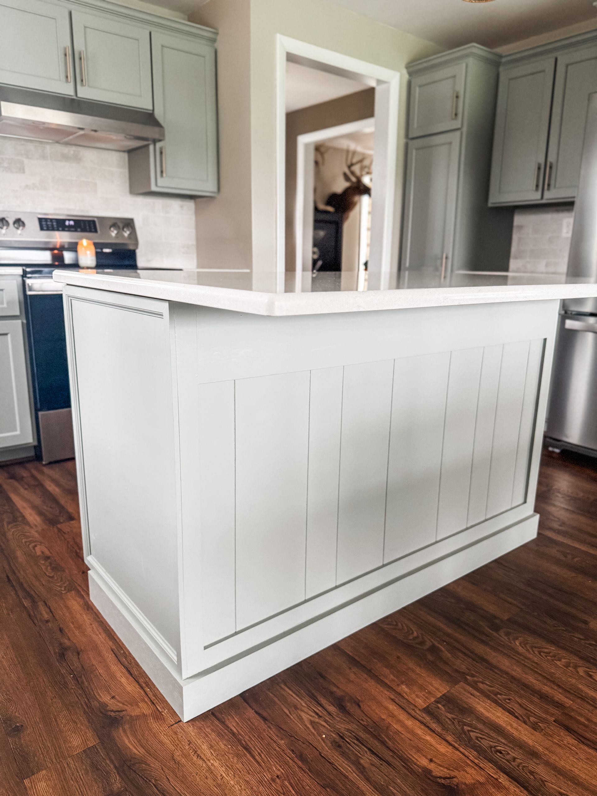 Island modification and trim work by Lapp Cabinet Coatings