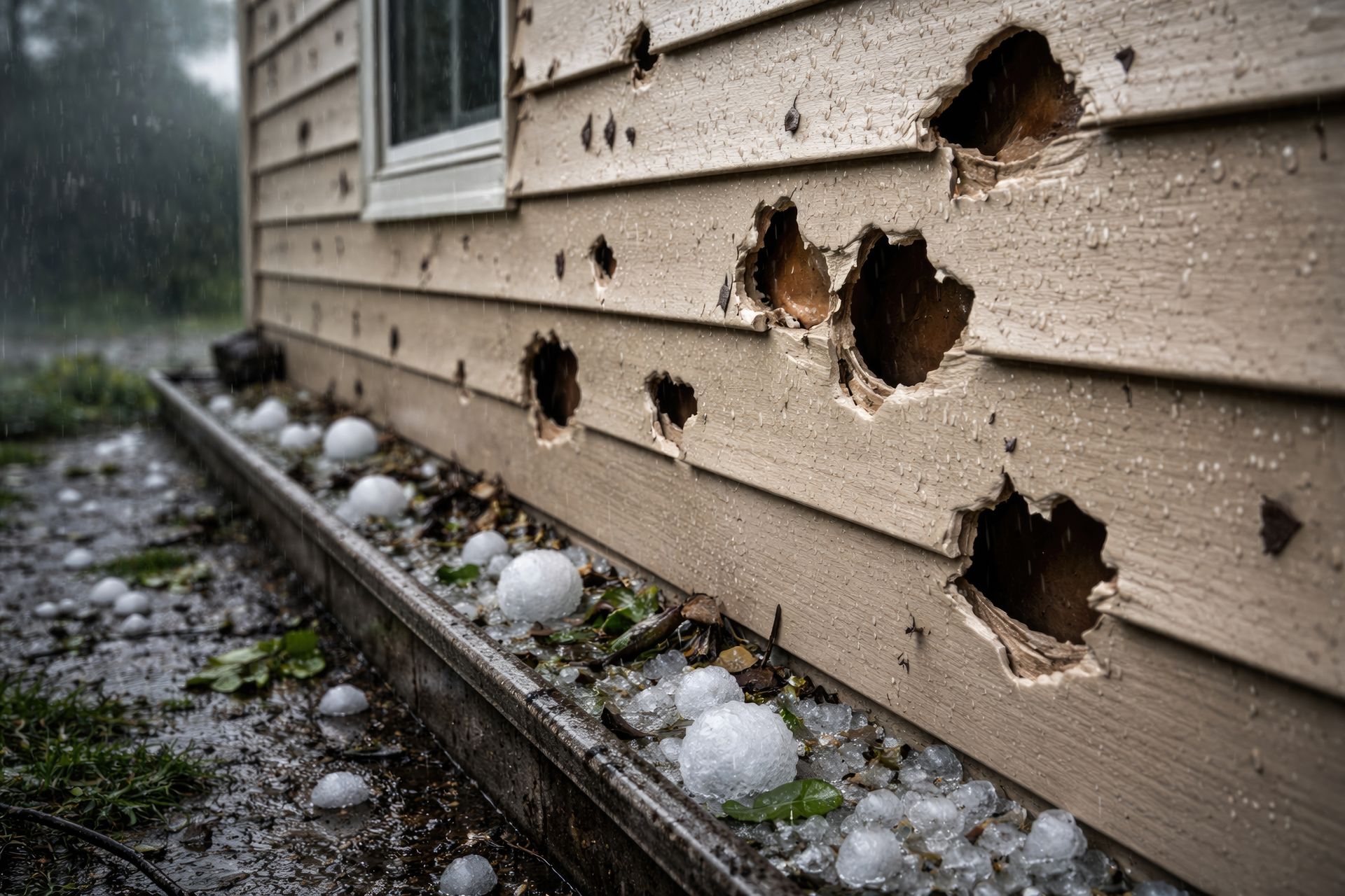 hail damage to the siding of a home