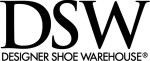 The logo for dsw designer shoe warehouse is black and white.
