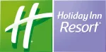 The holiday inn resort logo is green and purple.