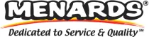 The menards logo is dedicated to service and quality