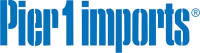 A blue logo for pier 1 imports on a white background