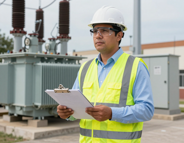 Supervisor técnico de SEMTEC en una obra eléctrica industrial