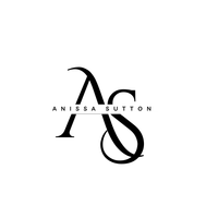 A black and white logo for anissa sutton on a white background.