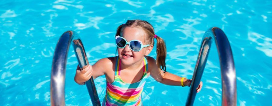 Girl Exiting Fiberglass Pool