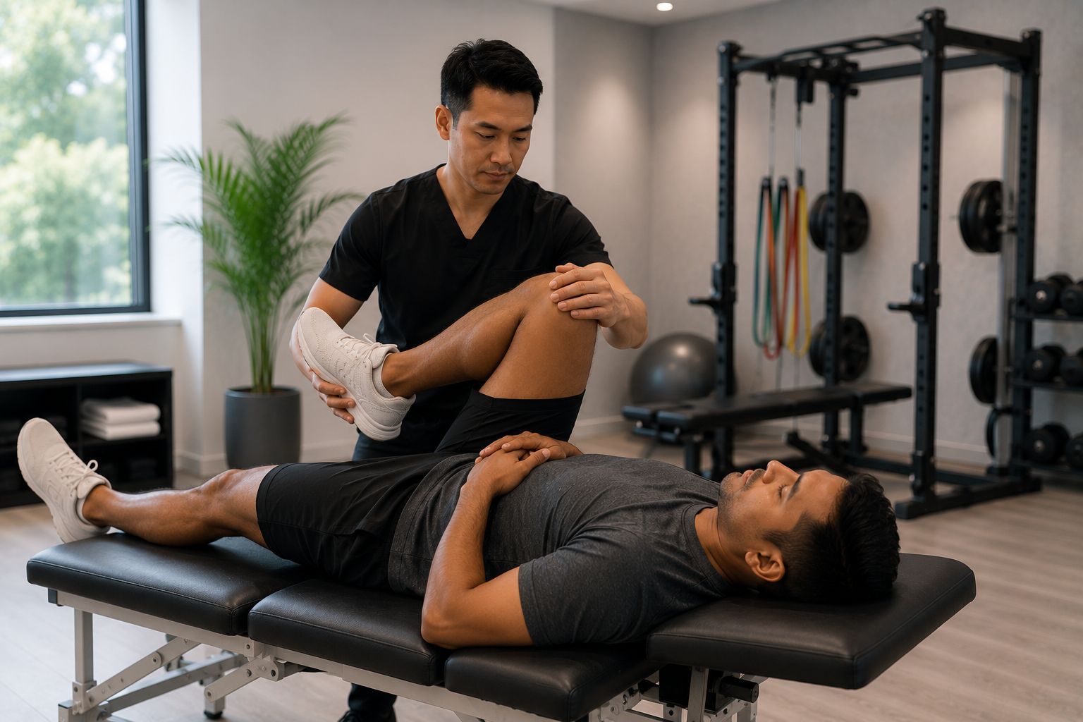 Guided shoulder mobility physiotherapy rehabilitation session in Mississauga